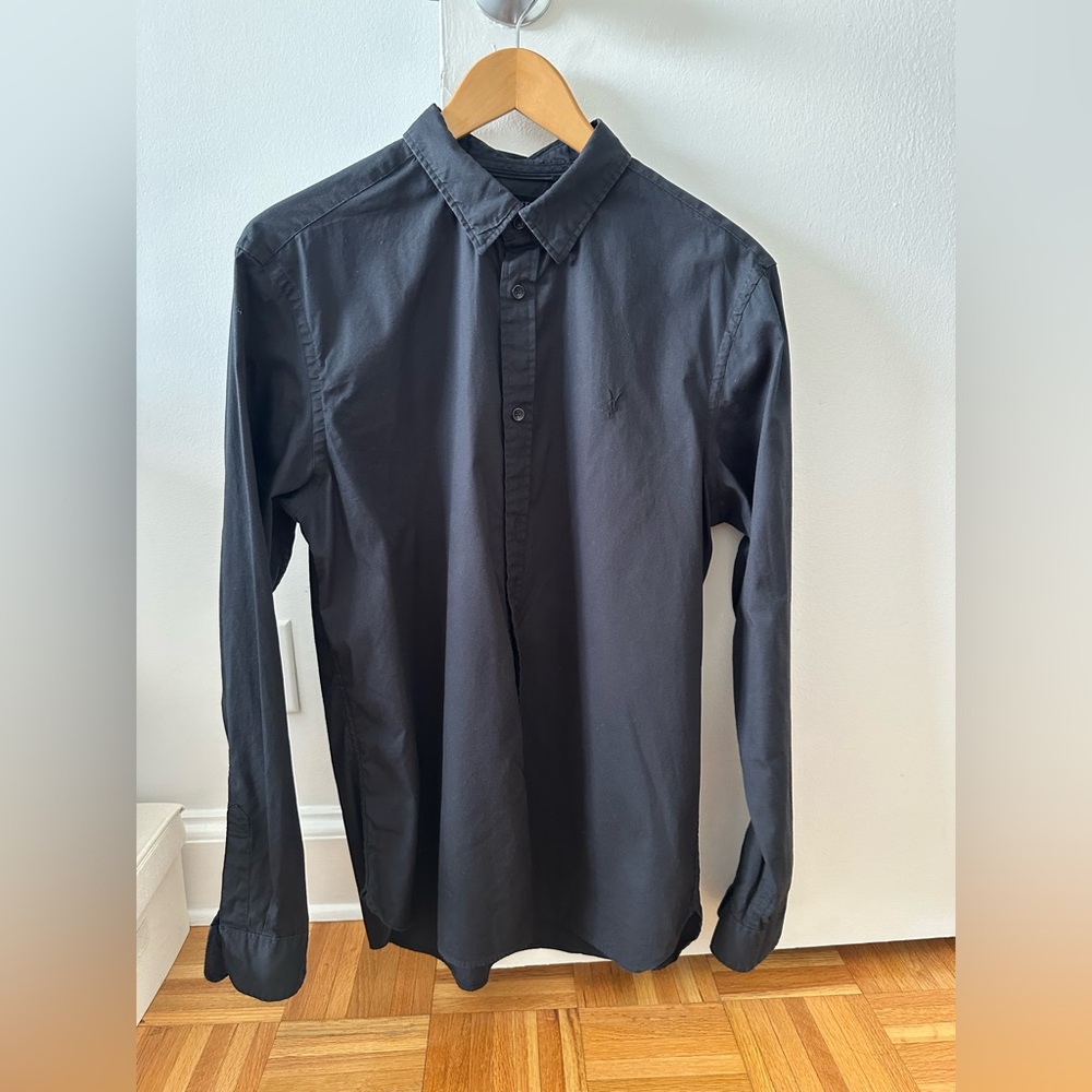 ALL SAINTS: Men's Black Long Sleeve Shirt. Size M
